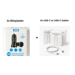 Family Pack  2x 40W Biloplader + 4x USB-C Kabler
