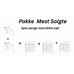 Pakke: 2x iPhone 5W USB-A Opladere + 3x USB-A til Lightning Kabler  Perfekt til Familie &amp; Kontor