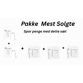 Pakke: 2x iPhone 5W USB-A Opladere + 3x USB-A til Lightning Kabler  Perfekt til Familie & Kontor