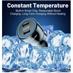 40W USB-C biloplader hurtigopladning PD &amp; QC 3.0 mini dobbeltport 