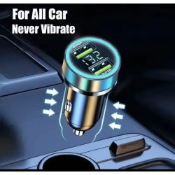 Dobbelt USB-A hurtigoplader med LED-voltmeter  12V/24V  Til bil og motorcykel