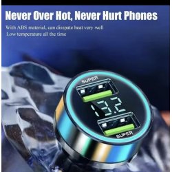 Dobbelt USB-A hurtigoplader med LED-voltmeter  12V/24V  Til bil og motorcykel