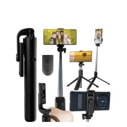 &#129331; Selfiestang / Selfie Stick  iPhone &amp; Android  Bluetooth Sort, kan forlnges op til 110 cm