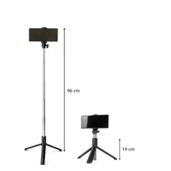 &#129331; Selfiestang / Selfie Stick  iPhone &amp; Android  Bluetooth Sort, kan forlnges op til 110 cm