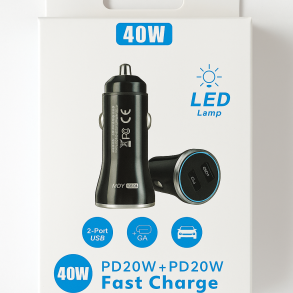 40W USB-C biloplader hurtigopladning PD & QC 3.0 mini dobbeltport 