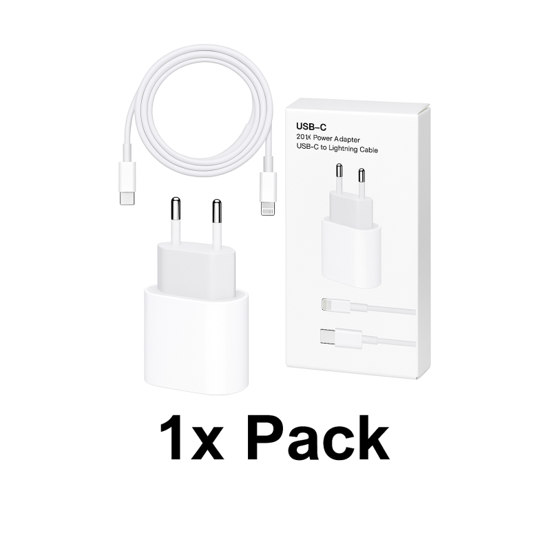 20W hurtigoplader USB-C strmadapter + Lightning-kabel til iPhone