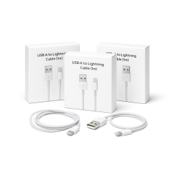 Pakke: 2x iPhone 5W USB-A Opladere + 3x USB-A til Lightning Kabler  Perfekt til Familie &amp; Kontor