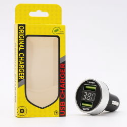 Dobbelt USB-A hurtigoplader med LED-voltmeter  12V/24V  Til bil og motorcykel